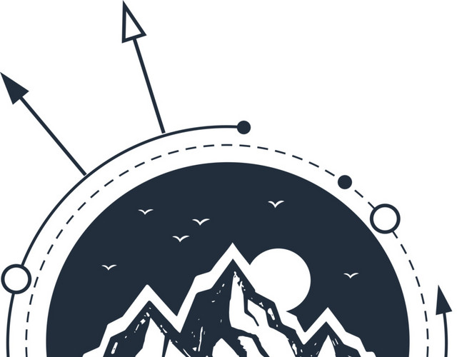 黑白水墨绘画山峰素材