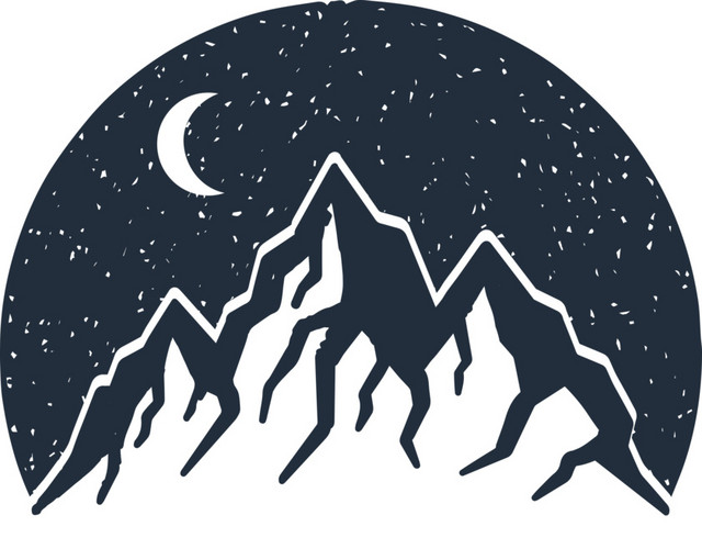 黑白水墨绘画山峰素材