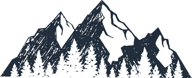 黑白水墨绘画山峰元素素材