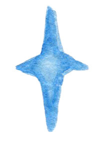 水彩彩绘蓝色四角星绘画素材