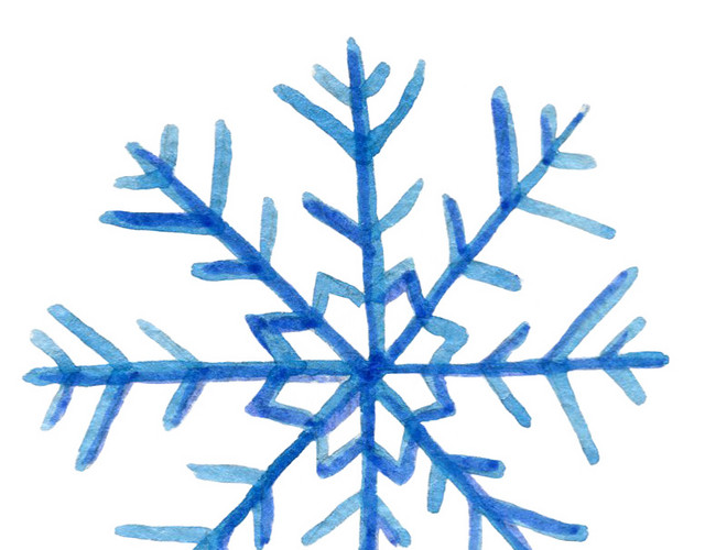 彩色水彩手绘雪花素材