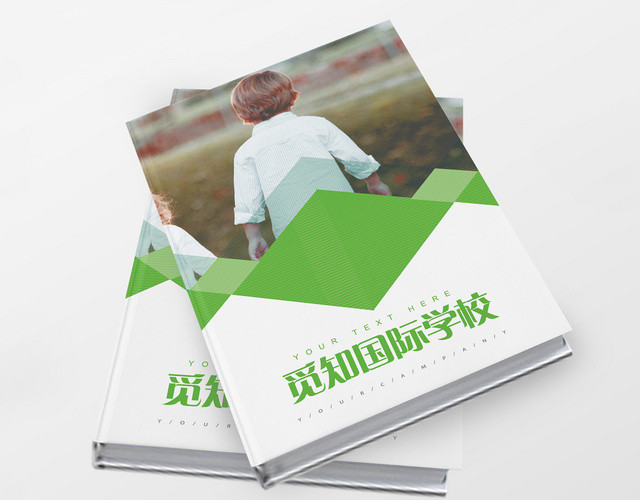 白绿色几何风学校画册整套