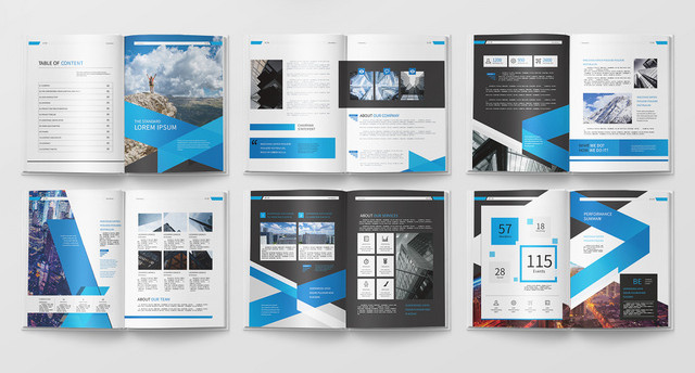 蓝色现代感高端科技公司整套宣传画册设计模板
