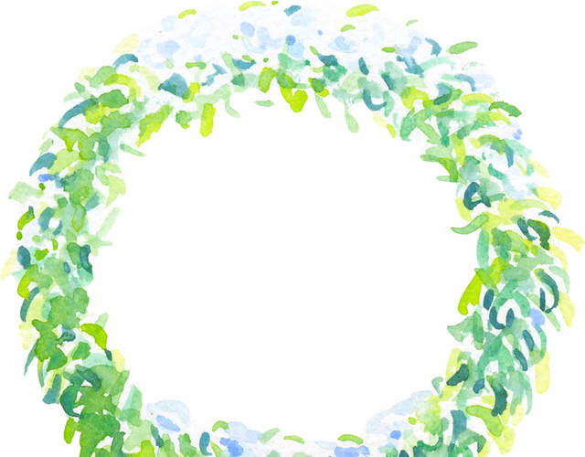水彩绘画植物圆环素材