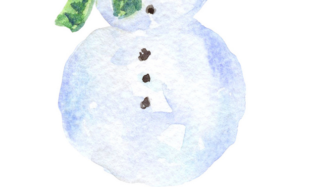 水彩绘画雪人素材