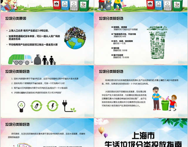 儿童卡通垃圾分类从我做起PPT模板