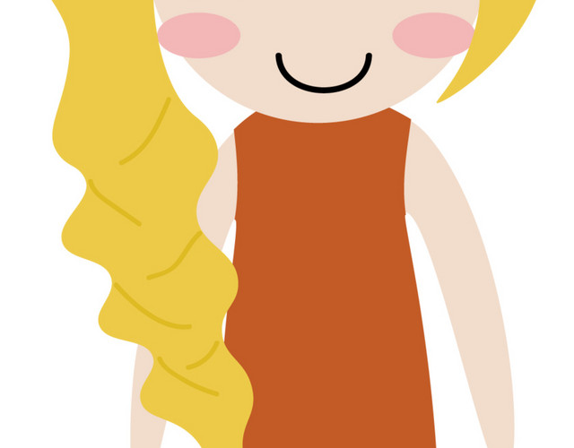 黄色长辫子卡通女孩素材