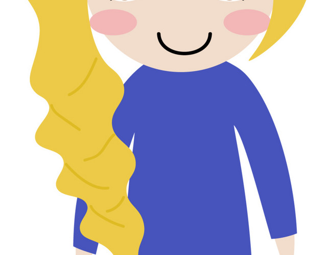 蓝色衣服长辫子女孩素材