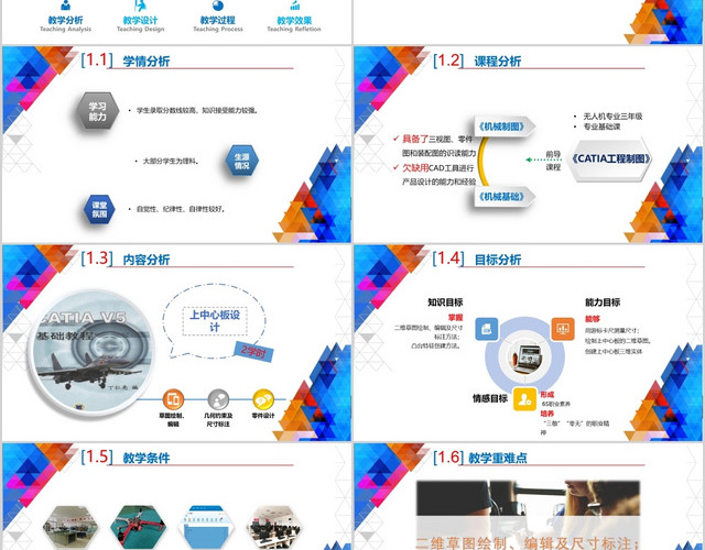 多彩几何风信息化教学设计培训课件PPT模板