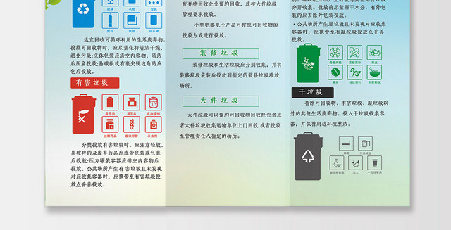 小清新垃圾分类宣传三折页