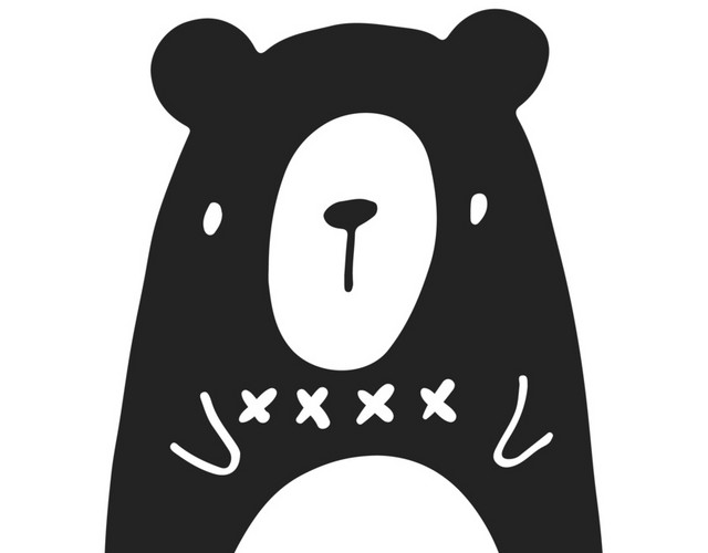 黑色可爱小熊矢量图