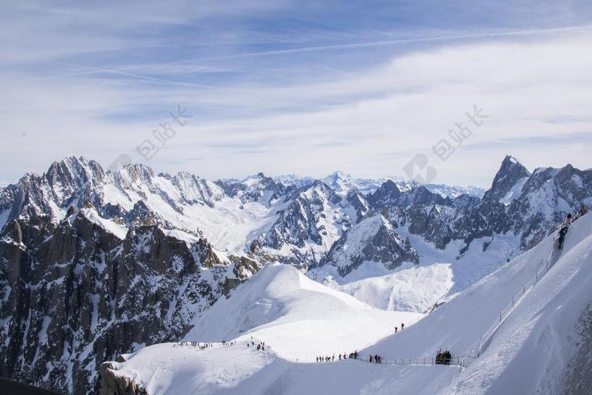 阿尔卑斯山 山 高峰 自然 雪 景观 冬天 欧洲 蓝色