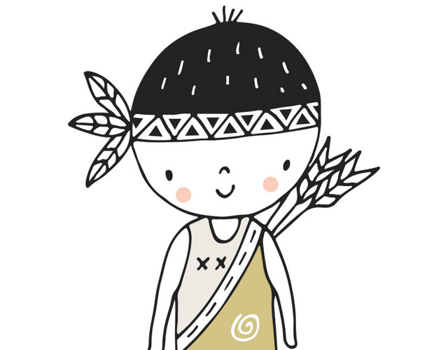 水彩背箭的小男孩素材