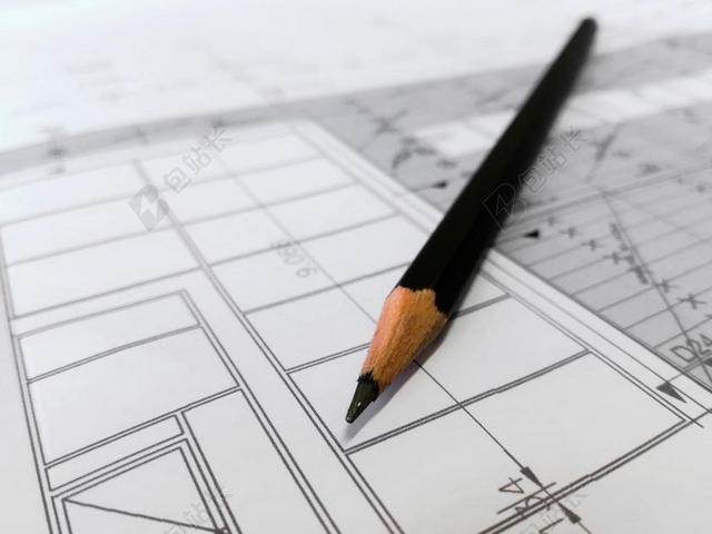 建筑铅笔和建筑图纸背景图片