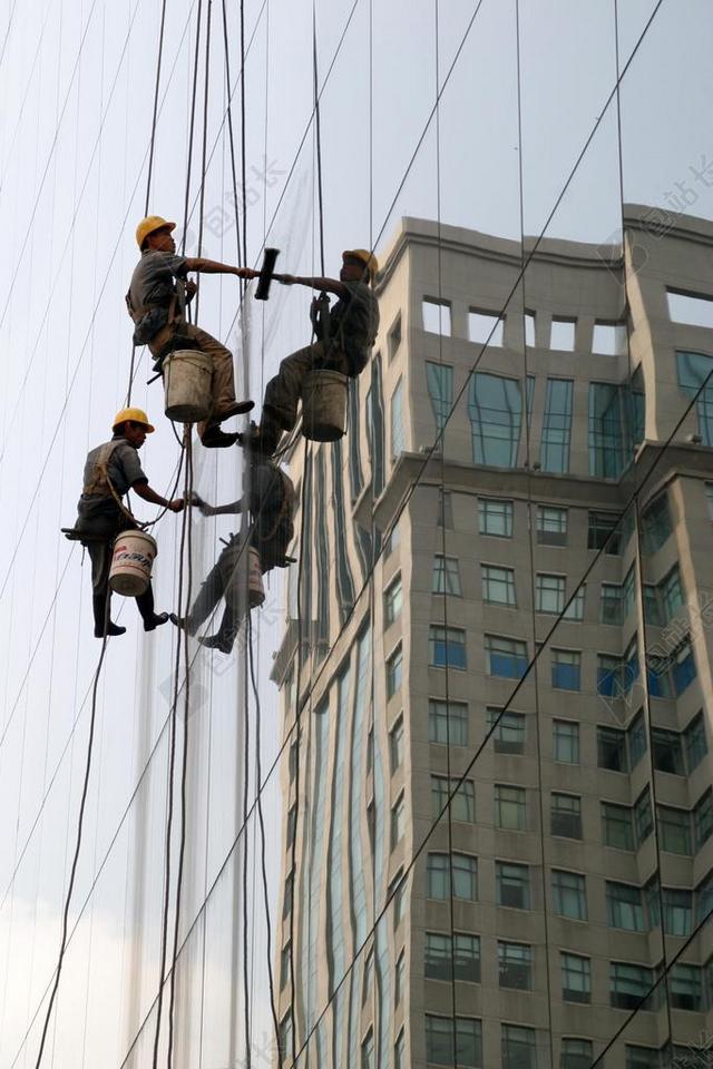 玻璃 正面 清洗 反射 架构 建设 现代 窗口 镜像