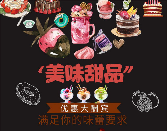 黑色背景简洁甜品菜单