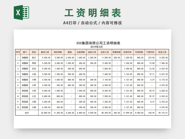 自动生成工资条