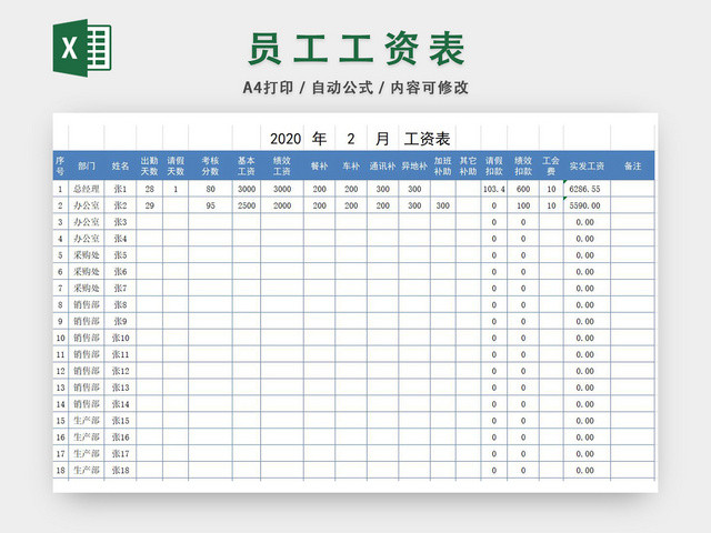 自动生成工资表