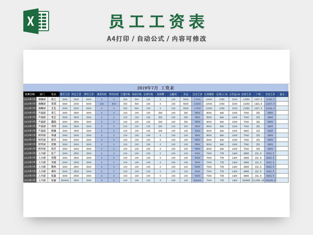 自动生成工资表商务