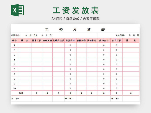 工资发放表