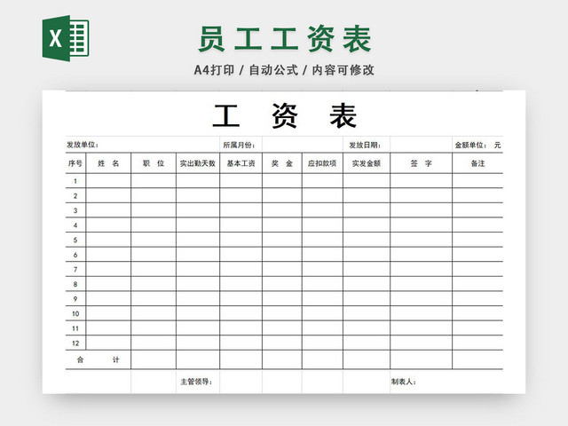 工资表模板