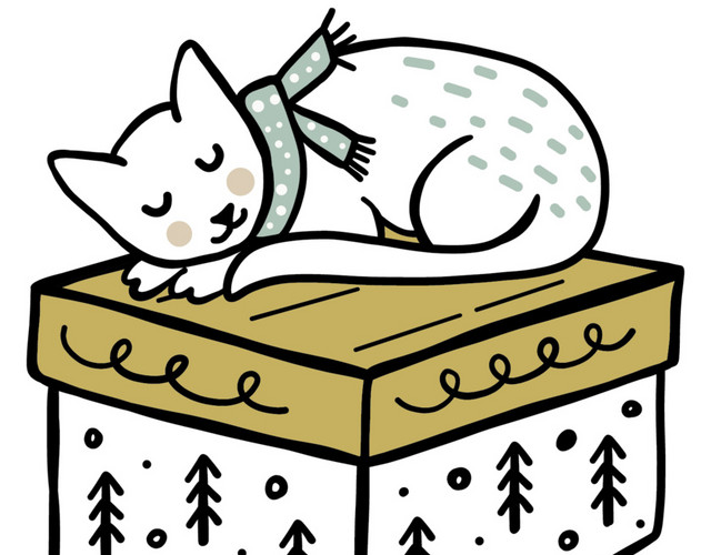 卡通小猫礼盒素材