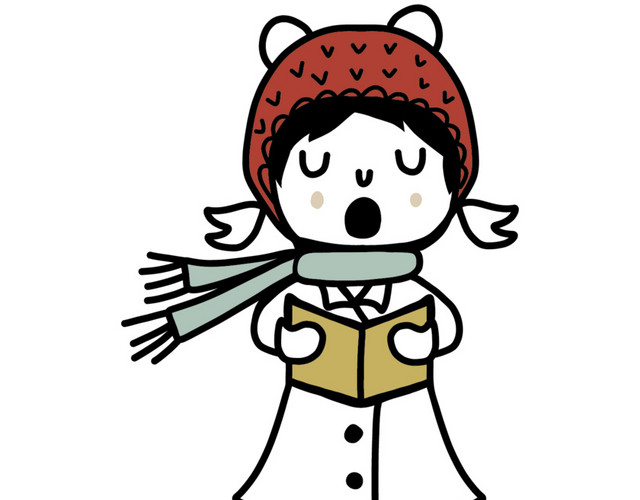 卡通读书小女孩素材