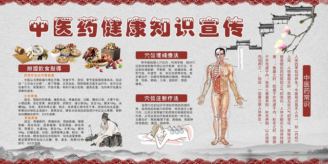 健康教育简约中医健康知识科普展板设计