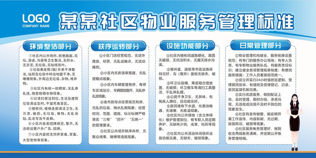 蓝色简约社区物业服务管理小区宣传栏