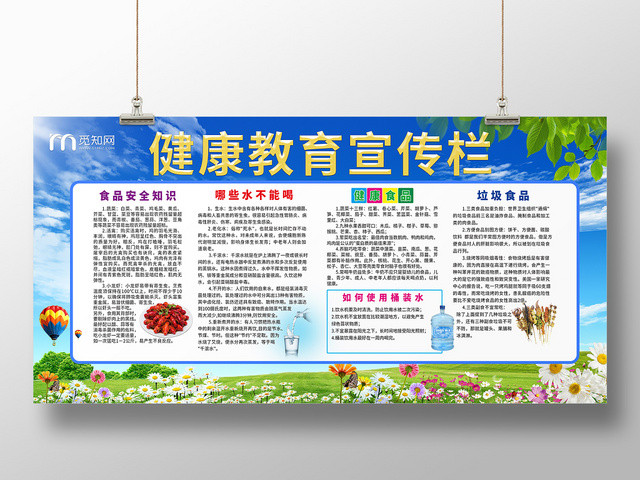 清新简约食品安全健康教育宣传栏
