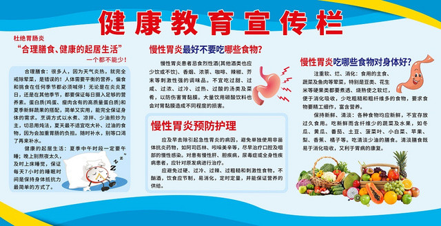 蓝色简约慢性胃炎健康教育宣传栏
