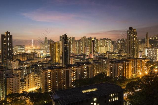 旅游自然香港天际线夜景背景图片