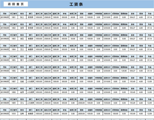 员工工资管理系统个人工资查询表