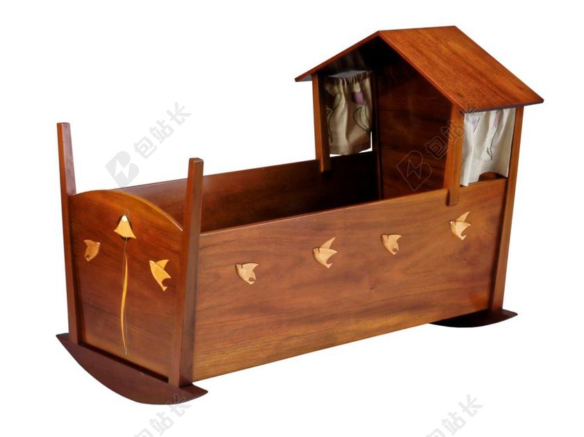 摇篮 家具 婴儿床 桃花心木 枫 绣花窗帘 古董 床 婴儿