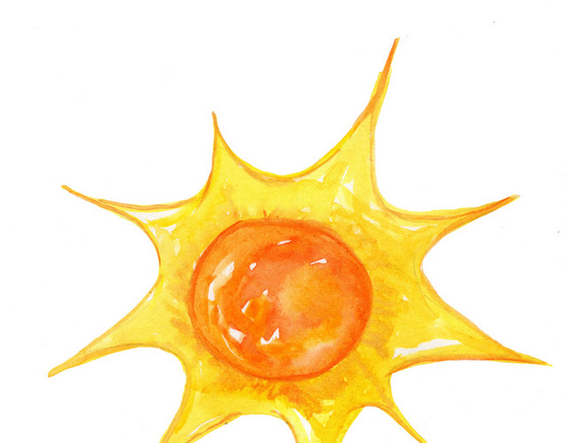 烈日太阳水彩矢量元素