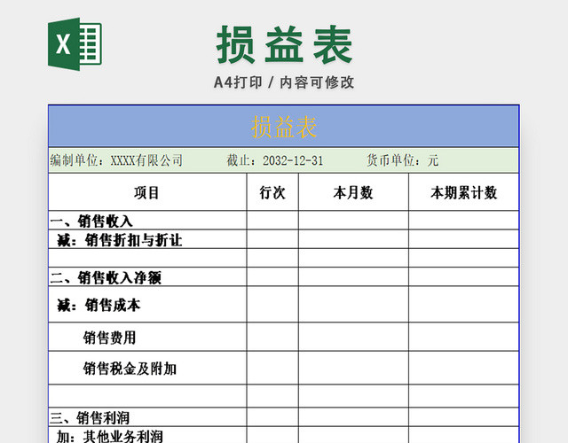财务会计损益表