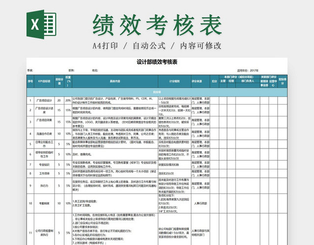 绩效考核表绩效表考核表