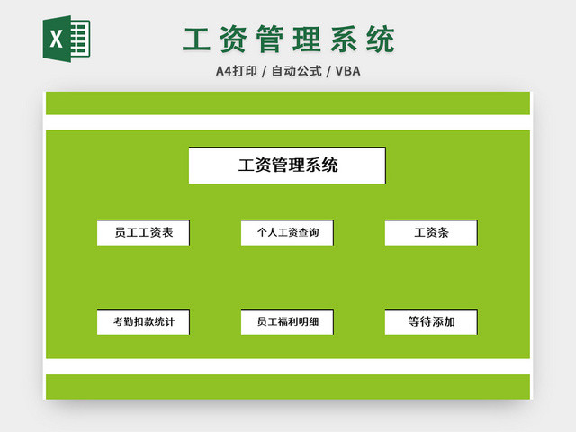 绿色清新风员工工资管理系统EXCEL模板