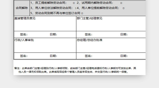 离职申请表员工离职表交接表