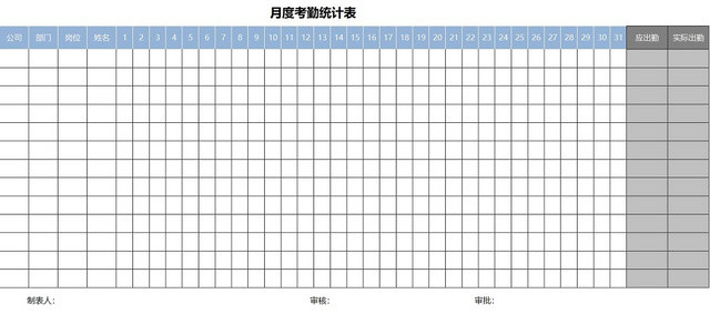 员工考勤表考勤管理表