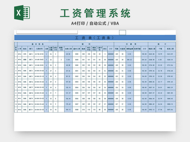 财务会计工资条工资管理系统表格设计