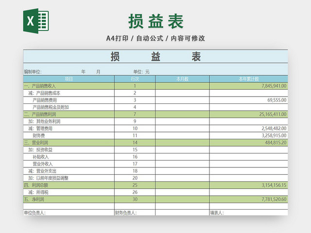 财务会计损益表