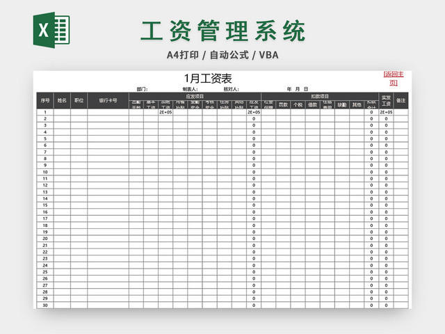 财务会计工资管理系统表格设计