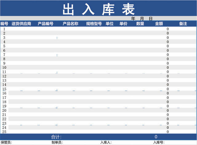 企业仓储管理出入库表格设计