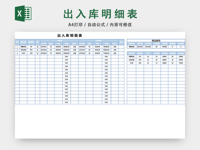 企业仓储管理出入库明细表格设计