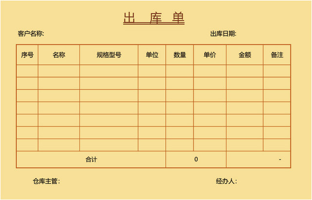 企业仓储管理出库单表格设计