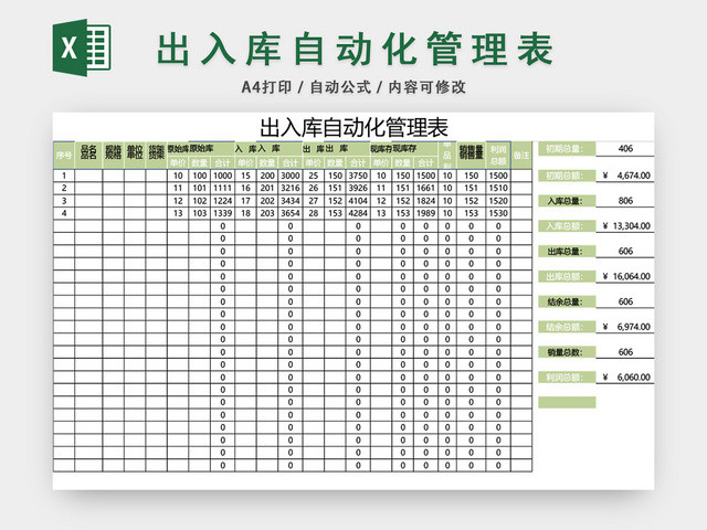 企业仓储管理出入库表格设计