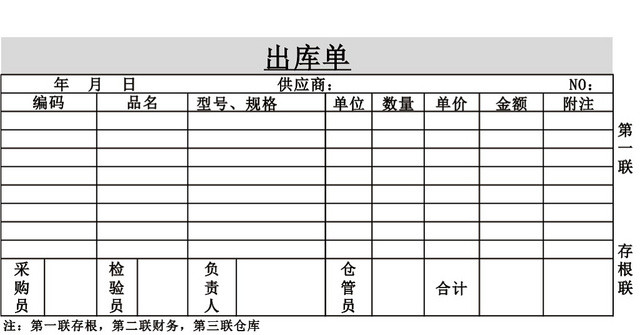 企业仓储管理出库单表格设计