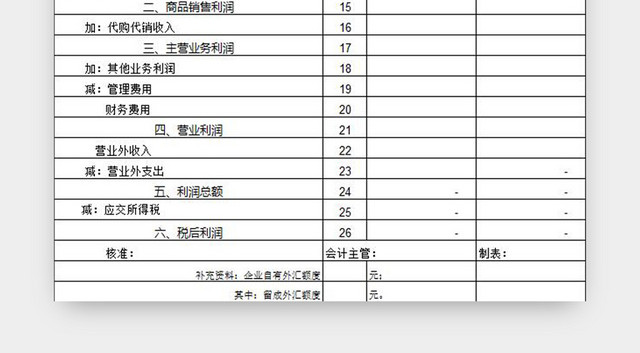 财务会计损益表
