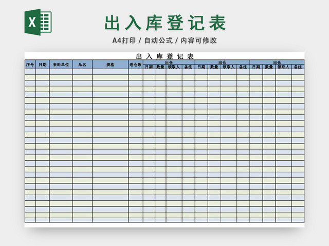 企业仓储管理出入库登记表格设计